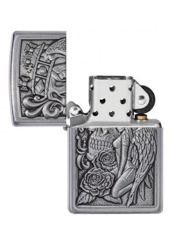 Zippo Skull & Angel Emblem Windproof Lighter – Model 49442 by Zippo