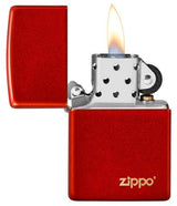Zippo Lighter Classic Metallic Red Logo With Sleek Finish For Collectors And Gift Givers by Zippo