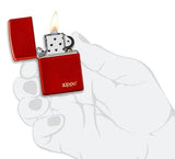 Zippo Lighter Classic Metallic Red Logo With Sleek Finish For Collectors And Gift Givers by Zippo