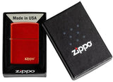 Zippo Lighter Classic Metallic Red Logo With Sleek Finish For Collectors And Gift Givers by Zippo