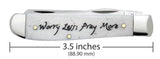 Religious Sayings “Worry Less, Pray More” Natural Bone Mini Trapper by Case Cutlery
