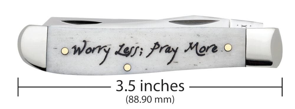 Religious Sayings “Worry Less, Pray More” Natural Bone Mini Trapper