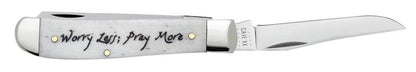 Religious Sayings “Worry Less, Pray More” Natural Bone Mini Trapper