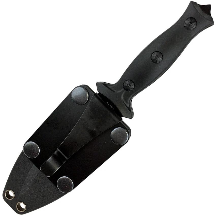 ABKT Tac Boot Knife AB014 7.25 Inch Overall 3.5 Inch Double Edge Black Oxide 8Cr13MoV Blade Black Handle Belt Sheath by ABKT Tac