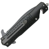 ABKT Tac Stiletto Linerlock Assisted Opening Folding Knife Black AB015B 8Cr13MoV Glass Breaker Belt Cutter by ABKT Tac