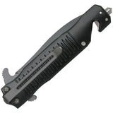 ABKT Tac Stiletto Linerlock Assisted Opening Folding Knife Black AB015B 8Cr13MoV Glass Breaker Belt Cutter by ABKT Tac
