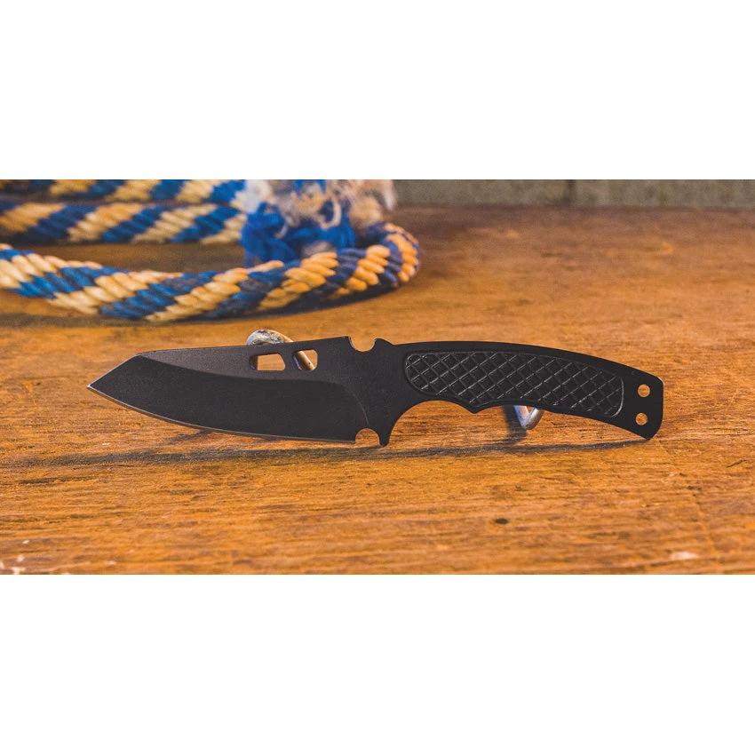 ABKT TAC Recon Ops Neck Knife AB017 4.5 Inch Overall 2 Inch Black Oxide 8Cr13MoV Tanto Blade Neck Chain by ABKT TAC