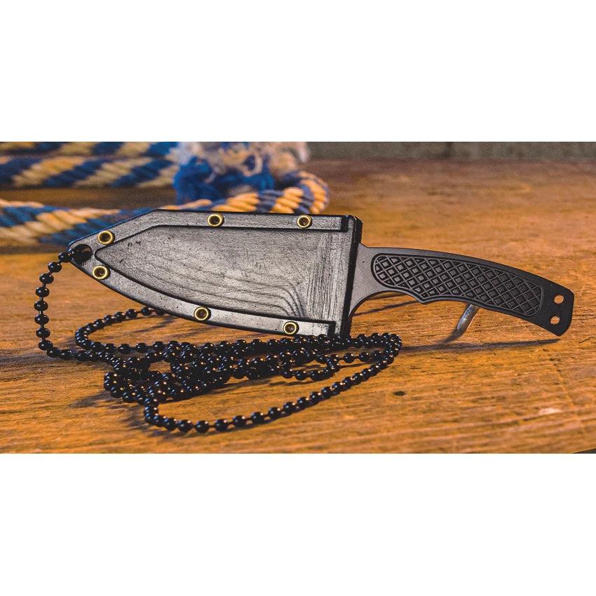 ABKT TAC Recon Ops Neck Knife AB017 4.5 Inch Overall 2 Inch Black Oxide 8Cr13MoV Tanto Blade Neck Chain by ABKT TAC