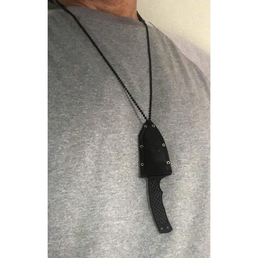 ABKT TAC Recon Ops Neck Knife AB017 4.5 Inch Overall 2 Inch Black Oxide 8Cr13MoV Tanto Blade Neck Chain by ABKT TAC