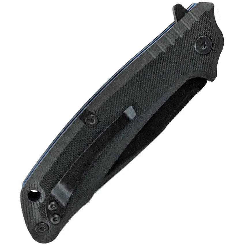 ABKT TAC Predator Linerlock Blue Tanto Knife AB026BL 4.75in Closed 3.75in D2 Tool Steel Stonewash Blade Black G10 Handle by ABKT TAC