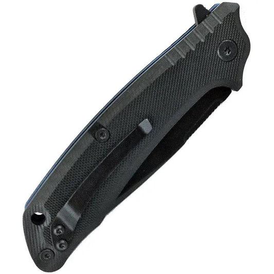 ABKT TAC Predator Linerlock Blue Tanto Knife AB026BL 4.75in Closed 3.75in D2 Tool Steel Stonewash Blade Black G10 Handle by ABKT TAC