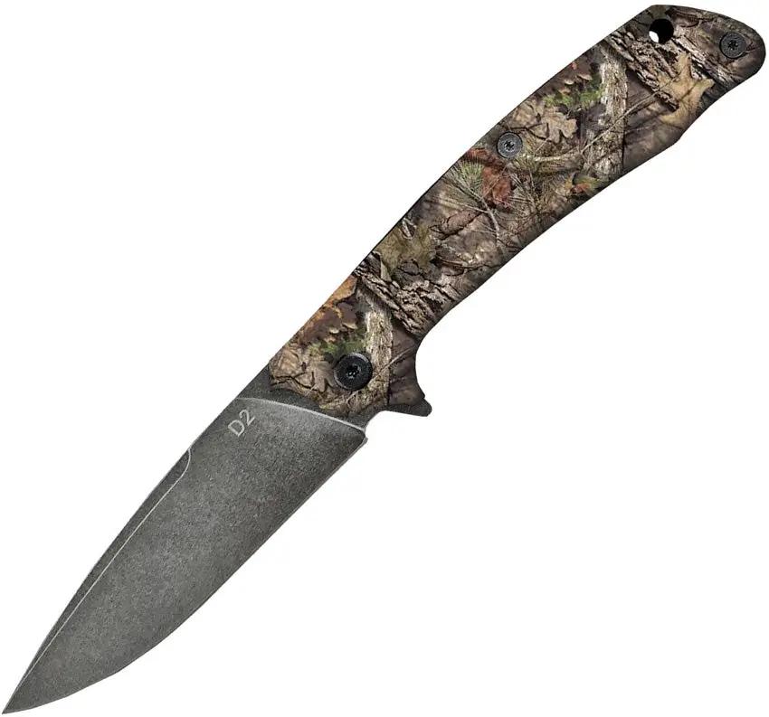 ABKT TAC Predator Linerlock AB026M Knife 4.75 3.75 D2 Blade Black Stonewash G10 Handle Mossy Oak Breakup Camouflage by ABKT TAC