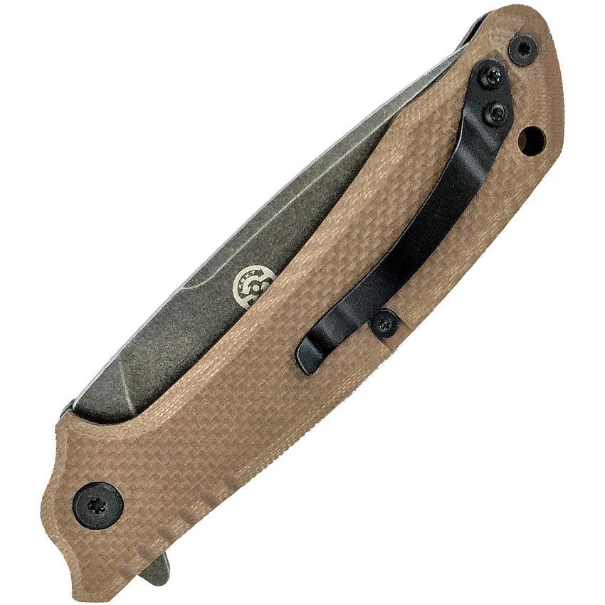 ABKT TAC Predator Linerlock Knife Tan G10 AB026T D2 Tool Steel Drop Point 3.75in Blade 4.75in Closed by ABKT TAC