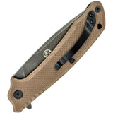 ABKT TAC Predator Linerlock Knife Tan G10 AB026T D2 Tool Steel Drop Point 3.75in Blade 4.75in Closed by ABKT TAC