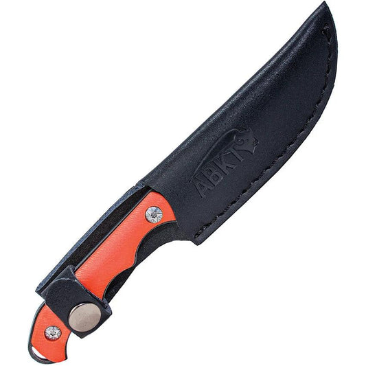 ABKT Tac Protector Fixed Blade AB040H 3.5in Black Stonewash 8Cr13MoV Blade, Orange G10 Handle, Belt Sheath by ABKT Tac