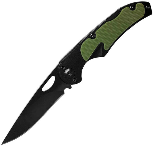 ABKT TAC Mark II Lockback Knife AB062G OD Green G10 Inlay 3 Inch Closed 2.5 Inch Black Oxide 8Cr13MoV Blade Pocket Clip by ABKT TAC