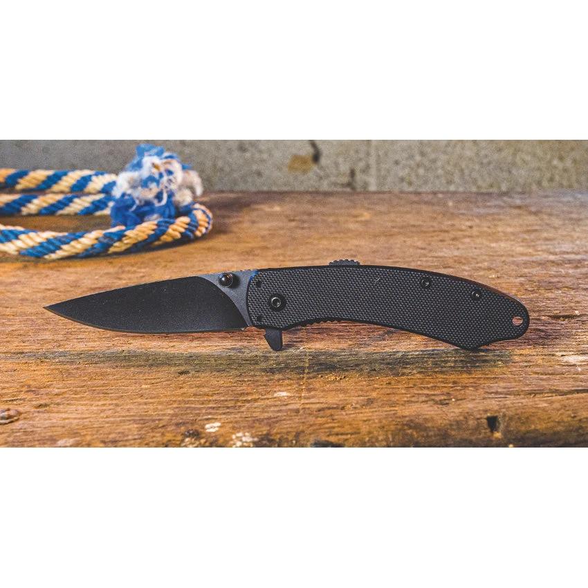 Abkt Tac Linerlock Assisted Opening Knife AB067B with Black G10 Handle 2.75 Inch Blade 3.75 Inch Closed by ABKT TAC