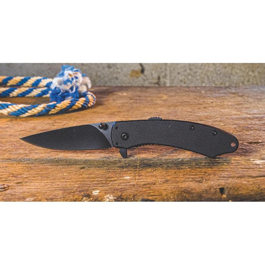 Abkt Tac Linerlock Assisted Opening Knife AB067B with Black G10 Handle 2.75 Inch Blade 3.75 Inch Closed by ABKT TAC
