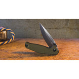 ABKT Tac Catalyst Linerlock AB1026G Folding Knife Stonewash D2 Blade Green G10 Handle 4.5 Inch Closed 3.5 Inch by ABKT TAC