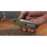 ABKT Tac Catalyst Linerlock AB1026G Folding Knife Stonewash D2 Blade Green G10 Handle 4.5 Inch Closed 3.5 Inch by ABKT TAC