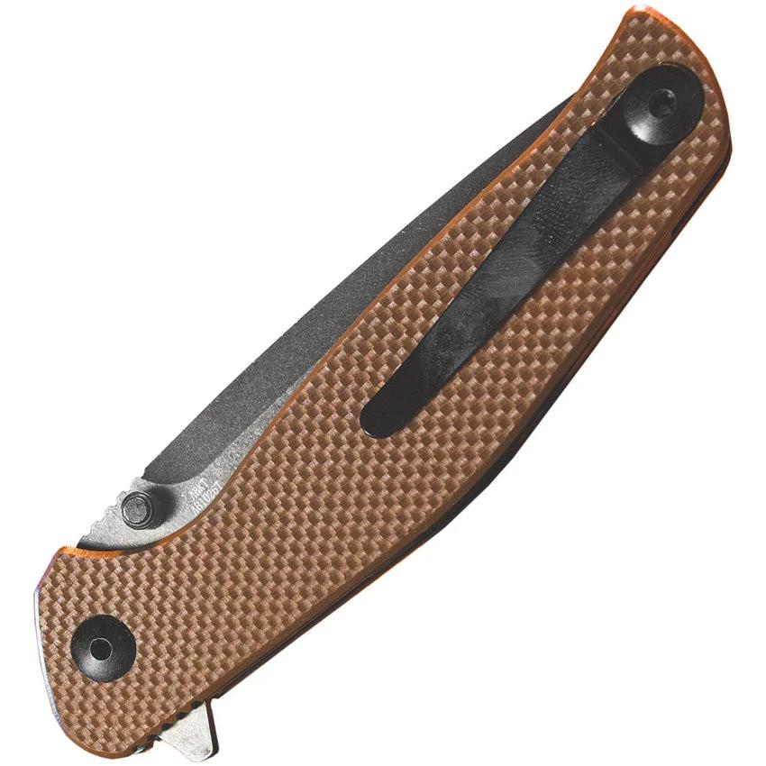ABKT TAC Catalyst Linerlock AB1026T Knife With 4.5 Inch Closed And 3.5 Inch D2 Blade Stonewash Tan G10 Handle by ABKT TAC