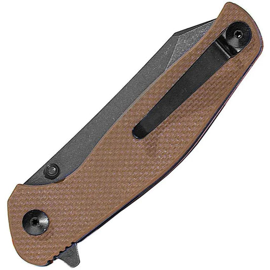 Tac Catalyst Linerlock Knife AB1026TW Coyote Tan G10 Handle D2 Tool Steel 3.5in Blade 4.5in Closed Thumb Stud Clip by ABKT Tac