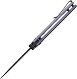 ABKT Tac Interlace Slide Lock Gray AB1028BL D2 Tool Steel Drop Point Knife 4.5in Closed 3.5in Blade Gray Blue Aluminum by ABKT Tac