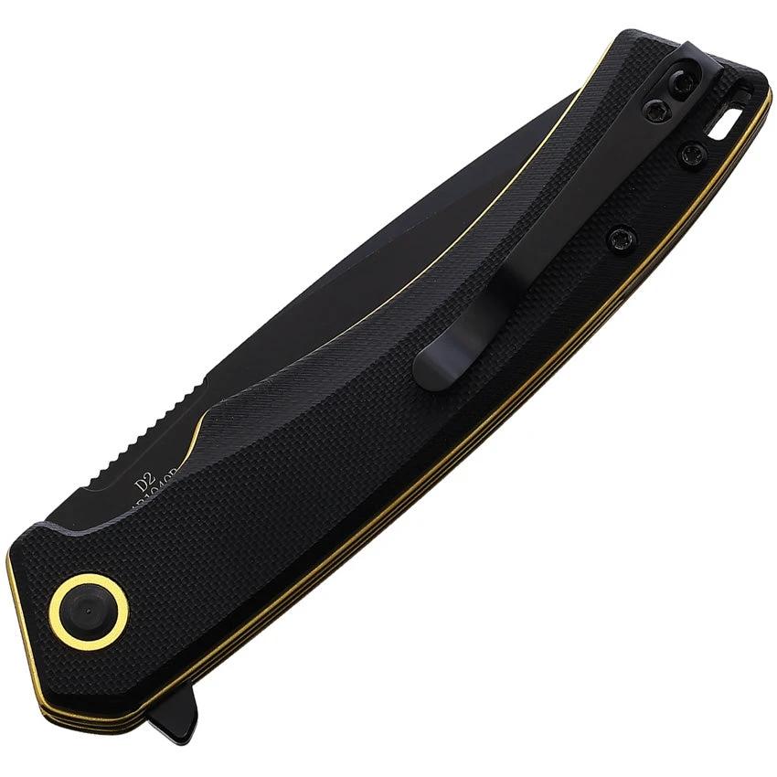 ABKT TAC Night Stroke Linerlock AB1040B Folding Knife With 3.5 Inch D2 Tanto Blade Black Finish G10 Handle Pocket Clip by ABKT TAC