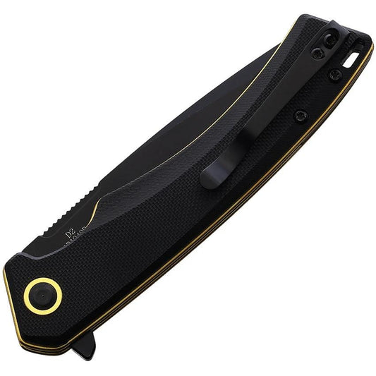 ABKT TAC Night Stroke Linerlock AB1040B Folding Knife With 3.5 Inch D2 Tanto Blade Black Finish G10 Handle Pocket Clip by ABKT TAC