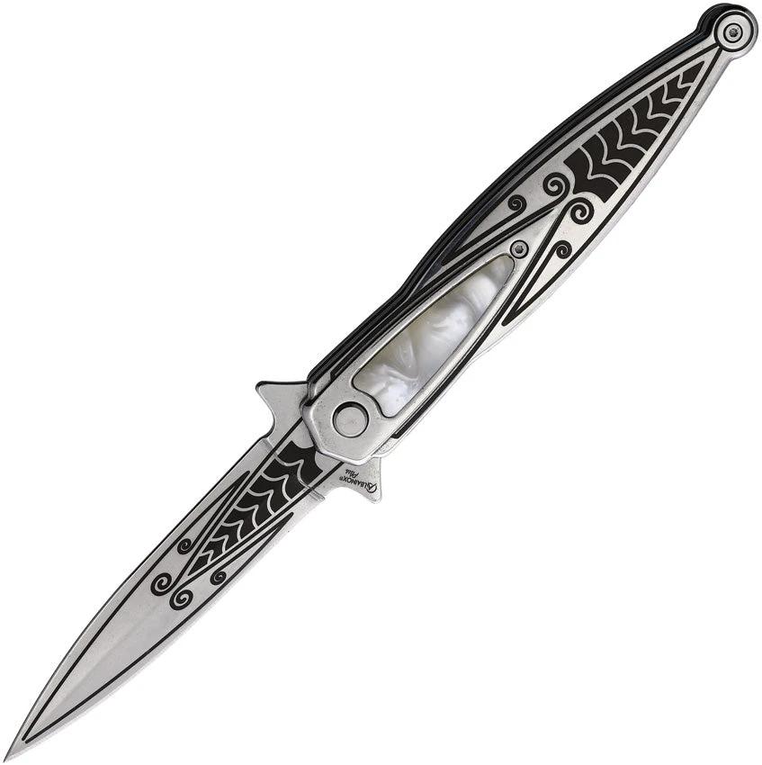Albainox Plus Linerlock Assisted Opening Knife for EDC Enthusiasts with Satin Blade and White Acrylic Onlay by Albainox