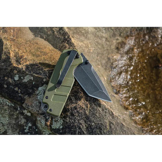 Smith's Sharpeners Campaign Linerlock Folding Knife With 2.75in Tanto Blade, OD Green G10, Premium EDC by Smith's Sharpeners