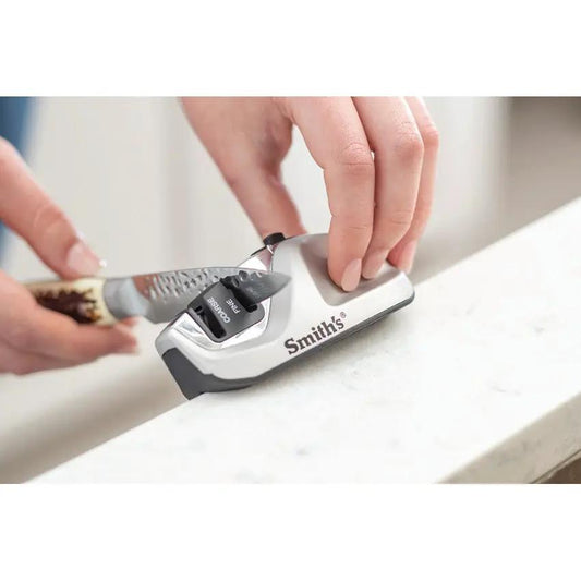 Smiths EdgeGrip Adjustable Knife Sharpener With Coarse And Fine Slots 15 20 25 Degree Angles Non Slip Base For Home Cooks by Smith's Sharpeners