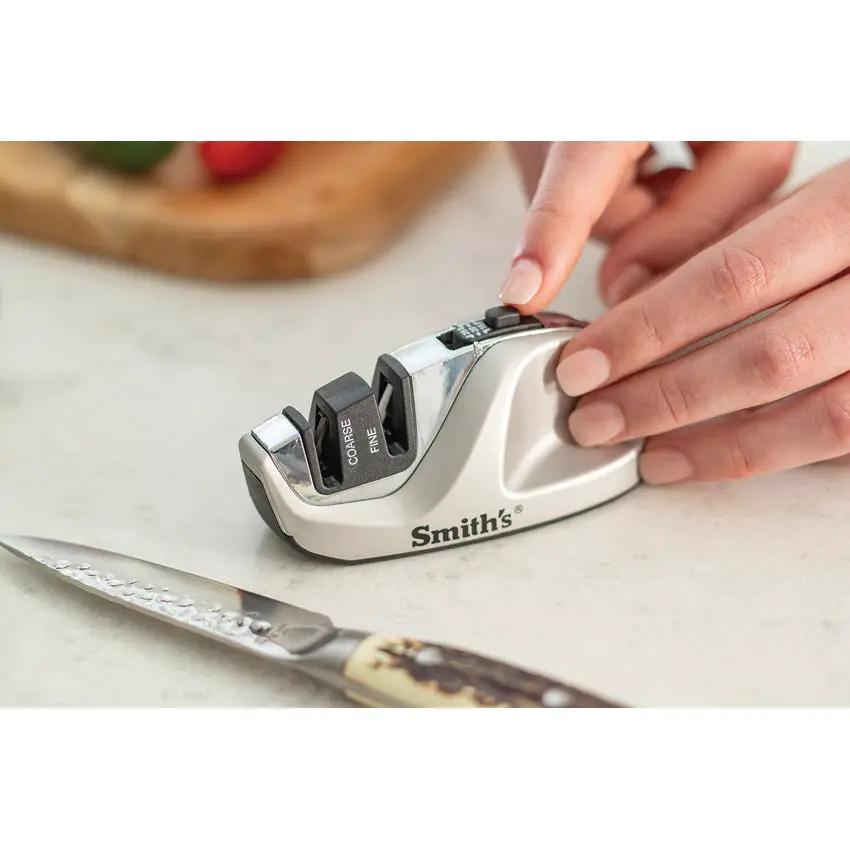 Smiths EdgeGrip Adjustable Knife Sharpener With Coarse And Fine Slots 15 20 25 Degree Angles Non Slip Base For Home Cooks by Smith's Sharpeners