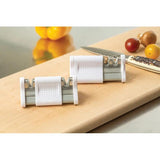 Smith's Slide Sharp 2 Sharpener White Handle With Coarse And Fine Slots Preset Angles For Home Cooks by Smith's Sharpeners