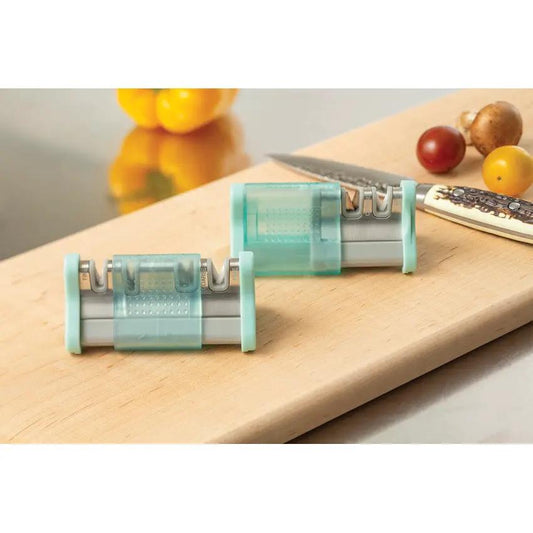 Smith's Premium Knife Sharpener Slide Sharp 2 Teal With Coarse And Fine Slots Preset Angles Counter Grip For Home Cooks by Smith's Sharpeners