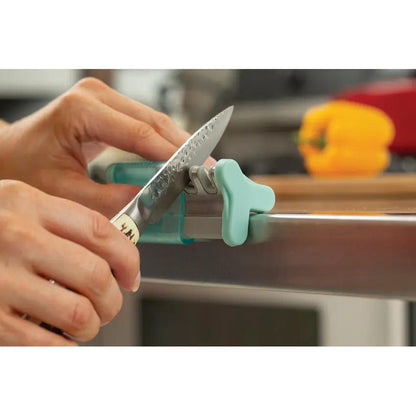 Smith's Premium Knife Sharpener Slide Sharp 2 Teal With Coarse And Fine Slots Preset Angles Counter Grip For Home Cooks by Smith's Sharpeners