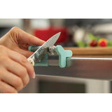 Smiths Sharpeners Slide Sharp 4 Knife Sharpener Teal Handle For Home Cooks With Carbide Blades And Rods For 15 And 20 Degree Knives by Smith's Sharpeners