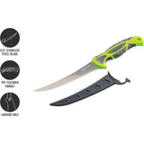 Smith's Sharpeners Mr. Crappie 11.5 Inch Precision Boning Knife with Satin 420 Stainless Blade, Green Gray TPE Handle, and Blade Protector by Smith's Sharpeners