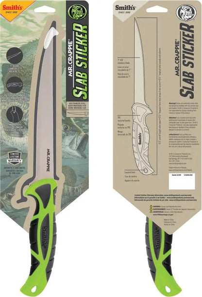 Smith's Sharpeners Mr. Crappie Slab Sticker Fishing Knife: 7-Inch Satin Stainless Blade, TPE Handle for Anglers by Smith's Sharpeners
