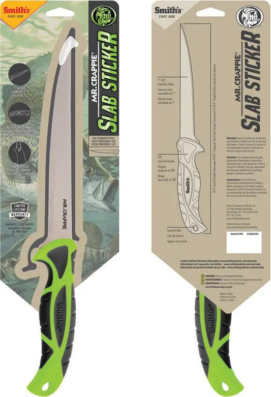 Smith's Sharpeners Mr. Crappie Slab Sticker Fishing Knife: 7-Inch Satin Stainless Blade, TPE Handle for Anglers by Smith's Sharpeners