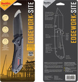 Smith's Sharpeners Edge Work-Site Framelock Knife For Professionals With 3in Black Stonewash Tanto Blade by Smith's Sharpeners