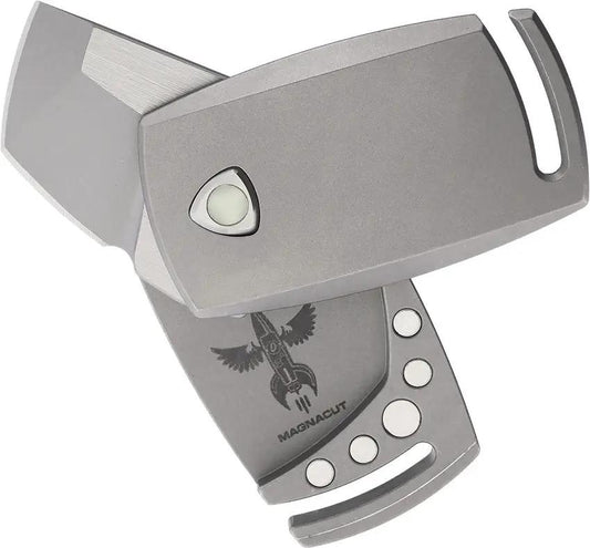 AuCon IMP Magnetic Folder EDC Knife MagnaCut 0.75in Tanto Blade With Gray Titanium Handle Durable by AuCon
