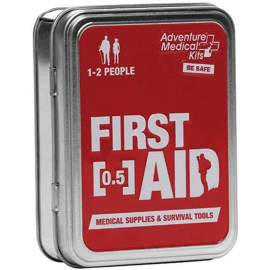 Adventure Medical First Aid Tin Compact Outdoor Survival Kit For Hiking And Camping With Whistle Bandages And Moleskin by Adventure Medical