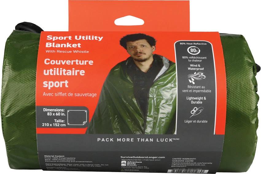 Adventure Medical SOL Sport Utility Blanket Heat Reflective Windproof Waterproof with Rescue Whistle for Outdoor Pros by Adventure Medical