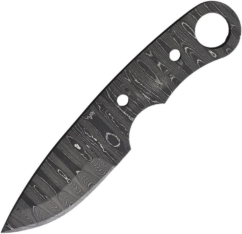 Alabama Damascus Steel Knife Blade ADS103M 5.5 Inch Overall Full Tang With Finger Ring For Collectors by Alabama Damascus Steel