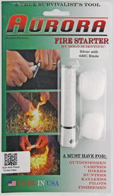 Aurora Fire Starter 440C Black Campers Survival Tool With Magnesium Flint Rod O Ring Channel And Built In 440C Blade by Aurora