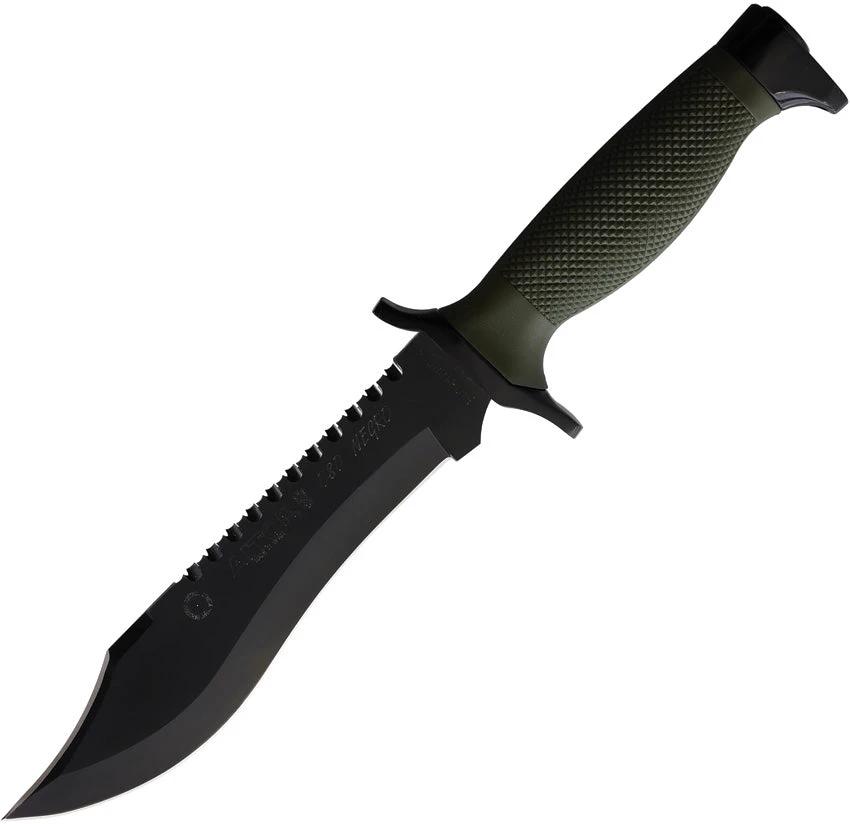 Aitor Oso Fixed Blade Knife Full Tang Sawback With Green Handle For Outdoor Enthusiasts by Aitor