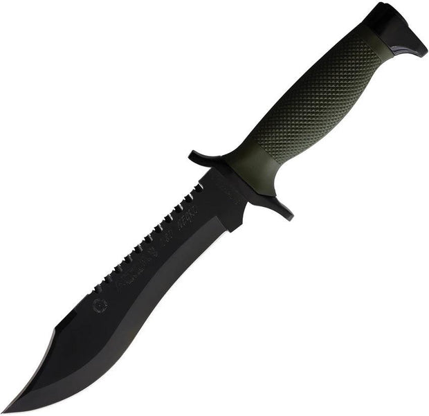 Aitor Oso Fixed Blade Knife Full Tang Sawback With Green Handle For Outdoor Enthusiasts by Aitor