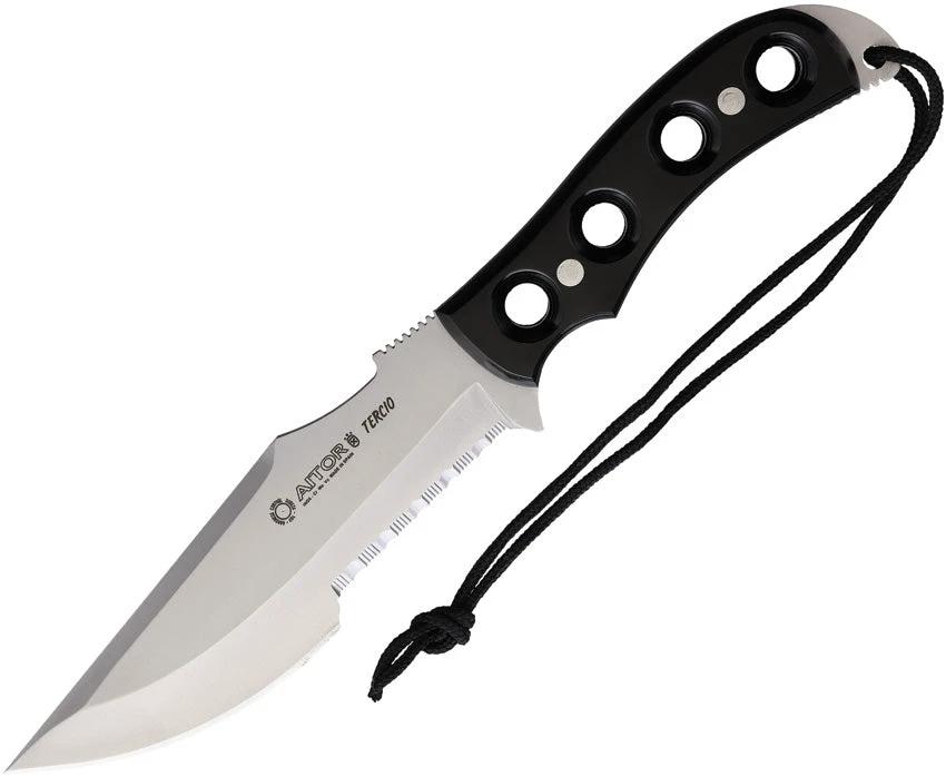 Aitor Tercio Fixed Blade Knife 5.75 Inch Satin Stainless Partial Serration Full Tang For Outdoor Survivalists by Aitor