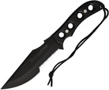 Aitor Tercio Fixed Blade Knife For Outdoor Survivalists Rugged Black Coated Partially Serrated Stainless Full Tang by Aitor